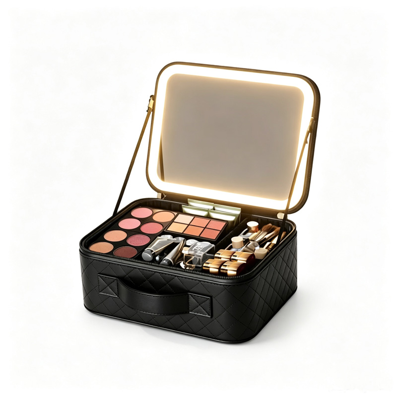 Cosmetic case with mirror and lights