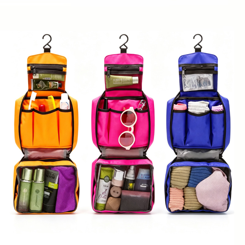 Cosmetic bag that opens flat